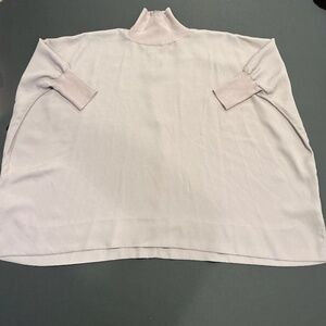 Babaton Ribbed Mock Neck Zip Back Top XXS Neutral Beige